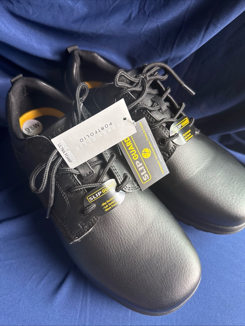 Perry Ellis Portfolio Ultra Foam Slip-Guard Black Shoes NWT Size 9 1/2W
